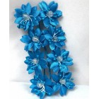 Satin Flowers with Clear Pearls on Stem Turquoise
